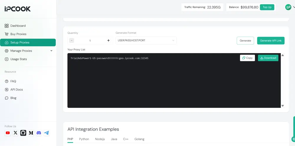 Generate IPcook proxies